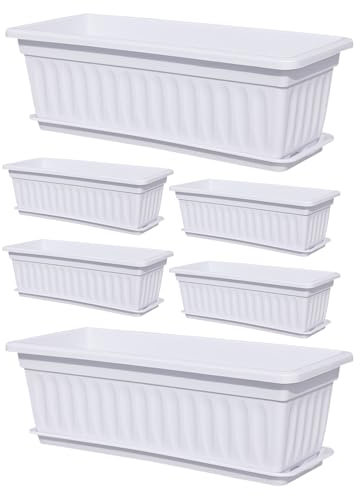 Vaso per piante, scatole, scatole per esterni, 6 fori di drenaggio integrati, resistente alle intemperie, accessorio per ortaggi da giardino, balcone, cortile