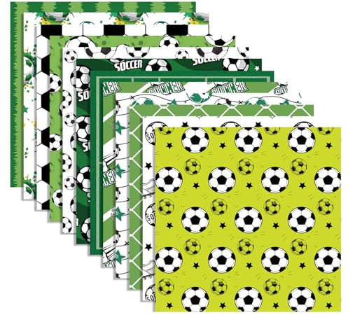 Dekorpapier mit Fußball-Motiv, 30 x 30 cm, Scrapbooking, Dekorationspapier für Scrapbooking, Tagebuch, Album, Verpackung, 24 Blatt