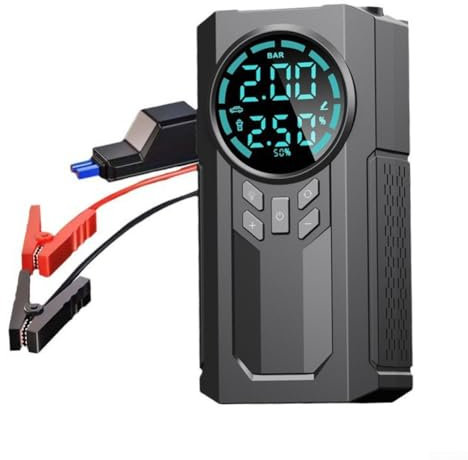 Pompa ad aria per auto con funzione di avviamento e luce LED, ideale per assistenza stradale e riparazioni rapide (8000)