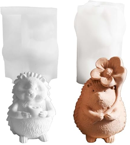 SVOCK Moule en silicone Hérisson, 2PCS Moules en silicone Gießformen Hérisson, Formes à bougies en silicone Animaux d'automne, Moule à bougie pour le coulage pour Noël Halloween Pâques