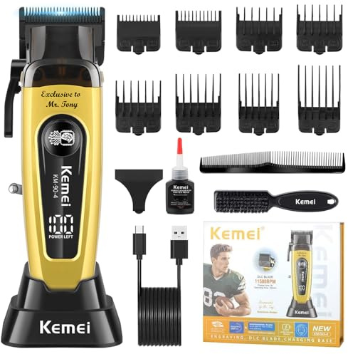 KEMEI KM-90-4 Professional Hair Clipper for Men Cord/Cordless Hair Cutting Kits, Hair & Beard Trimmer, Adjustable Blade Barber Clippers with USB Rechargeable, Gift for Men