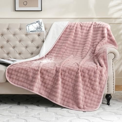 Yaning wasserdichte Decke für Bett Couch Sofa Auto, 152x203 cm, Graurosa | Weiche auslaufsichere Hundedecke, beidseitig nutzbare wasserfeste Haustierdecken für Hunde, Katzen, Welpen