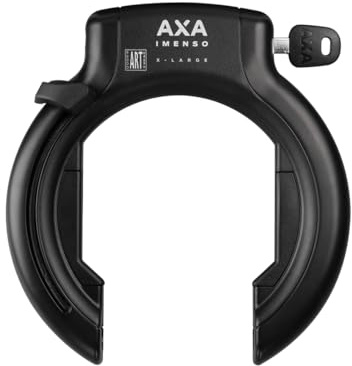 AXA Imenso X Large Rahmenschloss – Schlüssel ist nicht Abziehbar – Breite Öffnung 70 mm – Sicherheitsstufe 12 – Kombinierbar mit Einsteckkette, Schwarz
