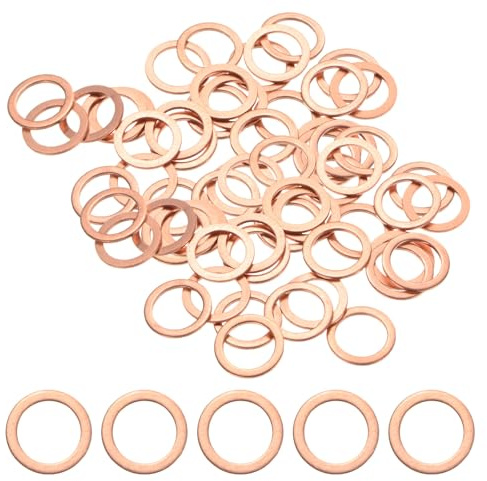 M METERXITY 100 Piezas Arandelas De Cobre Métrico M10x14x1mm Arandelas De Sellado De Cobre Para Tornillos Tuercas Y Pernos Para Automoción/Maquinaria/Fontanería Anillo Plano Metálico