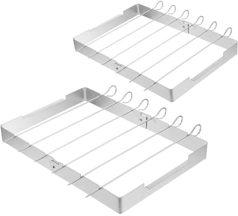 Yardwe 2ensemble Supports à Brochettes pour Barbecue Acier Inoxydable Grillades Pliables Brochettes Métalliques Support Suspendu pour Barbecue Porte-brochettes Alimentaires