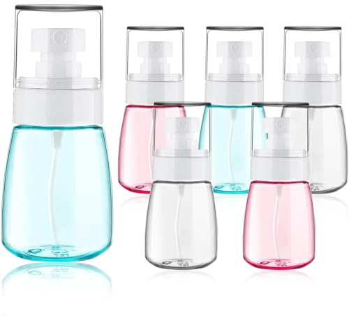 Bukuhlio Lot de 6 flacons pulvérisateurs rechargeables en plastique transparent de 30 ml avec atomiseur pour huiles essentielles, cosmétiques, nettoyage, aromathérapie, massage, cheveux