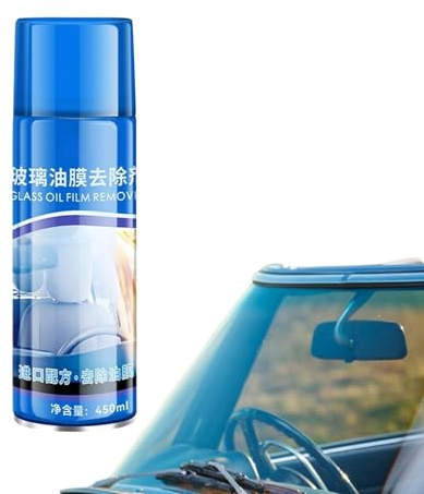 Auto-Glasreiniger, Anti-Nebel, Auto-Glasöl-Film-Reiniger mit Schwamm und Handtuch, 450 ml, Auto-Windschutzscheiben-Schaum-Reinigungsspray mit hydrophober Beschichtung für Limousine, Wohnmobil, Auto