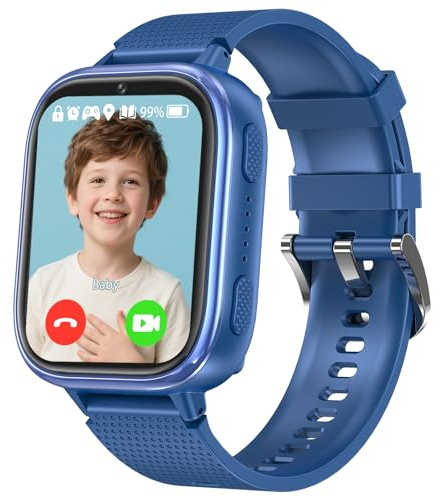 clleylise Smartwatch Kinder, Kinder Smartwatch mit GPS, 4G Telefon, HD Zwei-Wege-Videoanruf, Voice Chat, SOS, Schulmodus, Schrittzähler, Wecker, Kinderuhr für Mädchen und Jungen