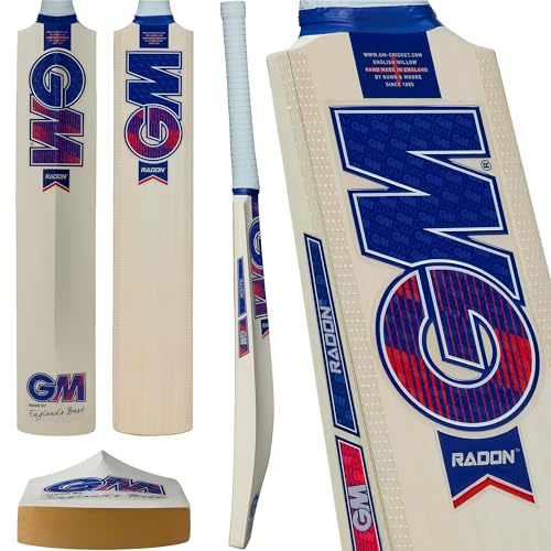 GM Radon - Mazza da cricket in salice inglese, DXM e ToeTek, misura 6, adatta per giocatori da 157 a 163 cm Gunn & Moore