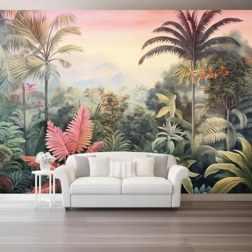 Papel pintado Motivo De Palmera, 200 x 140 cm Papel tapiz fotográfico personalizado no tejido para sala de estar y habitación infantil, Vistoso