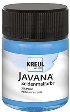 KREUL 8104 - Javana Seidenmalfarbe im 50 ml Glas, blau, hochpigmentierte und brillante Farbe auf Wasserbasis, mit fließend flüssigem Charakter, dringt tief in die Fasern ein