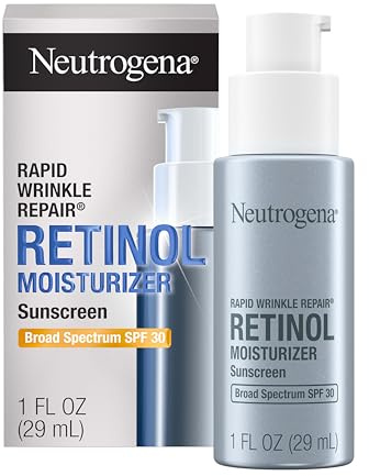 Neutrogena Rapid Wrinkle Repair Retinol Face Moisturizer with SPF 30 Sunscreen, Daily Anti-Aging Face Cream with Retinol & Hyaluronic Acid to Fight Fine Lines, Wrinkles, & Dark Spots, 1 fl. oz