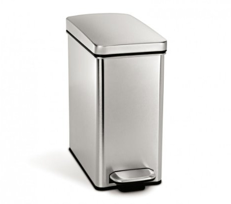 simplehuman Profile Treteimer, Tret-Mülleimer, Tret-Abfalleimer, 10 Liter, Edelstahl Plastik, Brushed Ss with Brushed Ss Lid, 10 Liter / 2.6 gallons