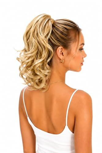 CAISHA 30cm Hairpiece Braid Ponytail Hair Extension Voluminous Wavy Light Blonde Mix H87
