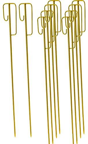 UvV Absperrleinenhalter Stahl Set mit 10 Stück Laterneneisen 1200 mm lang, Ø14 mm mit UVV-Bügel für Fangzaun, Absperrungen, Parkplatz, Absperrkette oder Warnband (Gelb)