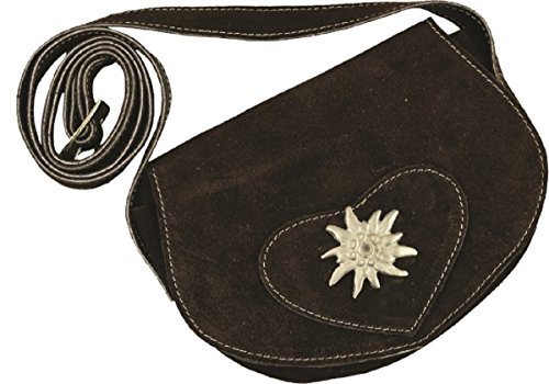 Damen Trachten Ledertasche mit Edelweiss in 3 Farben (Braun)