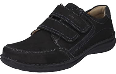 Josef Seibel Homme Chaussures Basses avec Velcro Anvers 90, Monsieur Chaussures Basses,Largeur K (Extra-Large),Semelle intérieure Amovible,Noir (Schwarz),41 EU / 7 UK