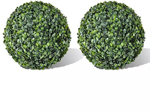 Fesjoy Künstlicher Topiary-Blattball aus Buchsbaum, Hängender Topiary-Ball für künstliche Topiary-Pflanzen, Künstlicher Pflanzenball für Lnnen/Außen 35 cm, 2 Stück