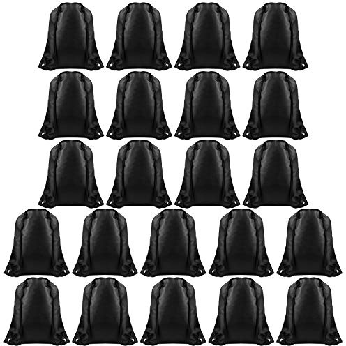 FEPITO 22 Pack Sac a Dos Cordon Chaîne Sac À Dos en Vrac Fourre-Tout Sac Cinch Sac Sport Sacs pour Gym Voyager (Black2)
