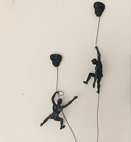 There for each other Duo Set mit 2 großen Kletterkameras Nagelkappen inklusive 2 x große Kletterfiguren zum Aufhängen an Drahtseil Wandkunst Statue Seil Draht Ornament