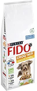 FIDO | CROQ' MIX| Chien Adulte | Croquettes équilibrées et savoureuses favorisant les muscles fermes et une condition physique optimale | au Poulet & aux Légumes | Produit en France | Sac | 12Kg