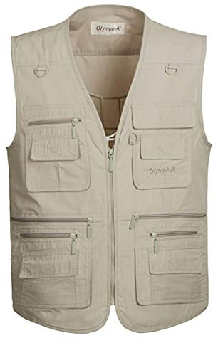 Hwalleum Hommes Léger Loisirs Gilets De Plein air, Homme Multi-Poches Gilet Casual Gilet Veste de Sport Journaliste Respirant Durable sans Manche Veste pour Camping Pêche Chasse Photographie