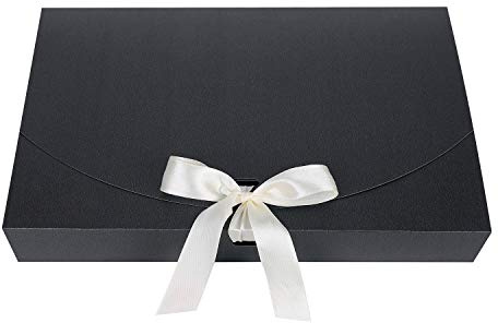10Pcs Enveloppes Cadeau en Papier Kraft Sac Cadeau avec Ruban en Soie Pochette Cadeau pour Foulard Écharpe Mouchoir Chemise Boîte de Cadeau de Noël Anniversaire Mariage 26x17.5x3.5CM Noir B taille