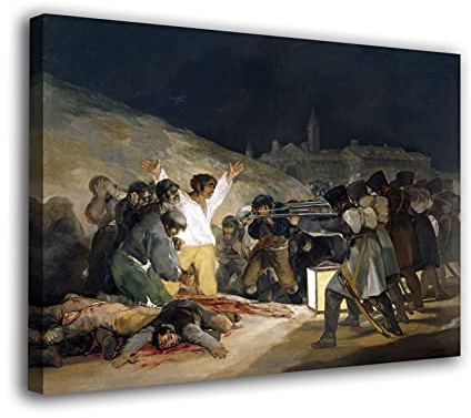 Genérico Cuadro Lienzo Canvas El 3 de Mayo de 1808 en Madrid - Goya 1814– Varias Medidas - Lienzo de Tela Bastidor Madera de 3 cm - Alta resolucion (120, 92)
