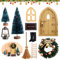 Abnaok Juego de Puerta de gnomo navideño, Juego de Navidad en Miniatura, Juego de Puerta de gnomo Nissedor con Accesorios, Botas, farolillo, árbol de Navidad, Corona Decorativa