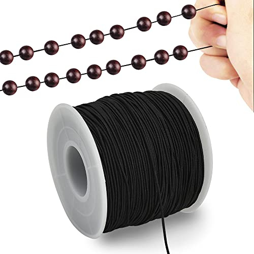 TONIFUL 1 mm x 100 m Schwarze elastische Schnur für Armbänder und Schmuckherstellung, Dehnbare Schnur für Armbänder, Rattail-Makramee-Halsketten, große Perlenfaden, Kumihimo