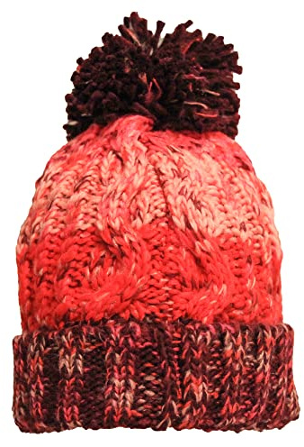 Beechfield - Corkscrew pom pom beanie - Cherry Sherbet - One size
