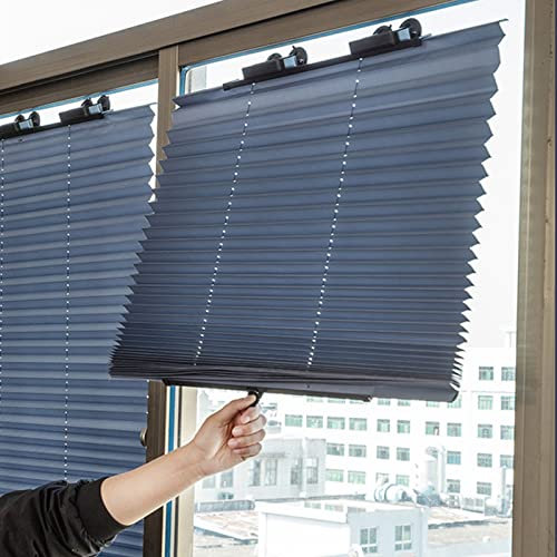 Dachfenster-Plissee mit Saugnäpfen,Sonnenschutz Thermorollo, Verdunklungsrollo ohne Bohren,Einziehbarer Auto Sonnenblende, Sichtschutz,UV-Schutz, Für Küche,Büro,Autofenster (46x120cm/18.1x47.2in)