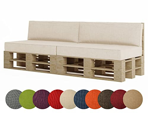 chilly pilley Palettenkissen Palettenauflage Palettenpolster Sitzkissen Rückenlehne Kaltschaum Schaumflocken Füllung viele Größen und Farben (4er Set, Cremefarbig)