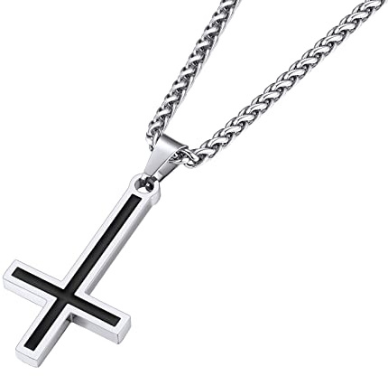 Supcare Personalisiert Petruskreuz Anhänger Halskette Upside Down Kreuz Umkehrung Kette Herren Damen umgedrehtes Kreuzkette Christentum Kreuzanhänger Modeschmuck aus Edelstahl/925 Sterling Silber