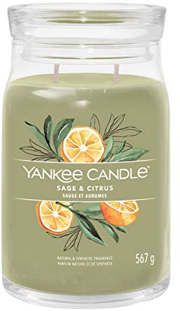 Yankee Candle Signature Duftkerze | große Kerze mit langer Brenndauer „Sage & Citrus“ | Soja-Wachs-Mix | Perfekte Geschenke für Frauen