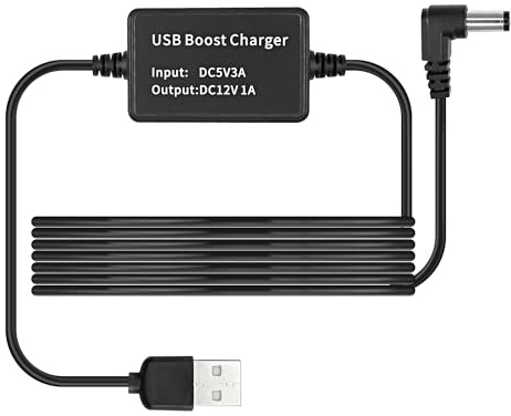 MEIRIYFA USB A 5 V a DC 12 V convertidor Cable de alimentación de voltaje Step Up Cable de alimentación, USB 2.0 enchufe a CC 5.5 x 2.1 mm enchufe barril jack adaptador boost cable para enrutador,