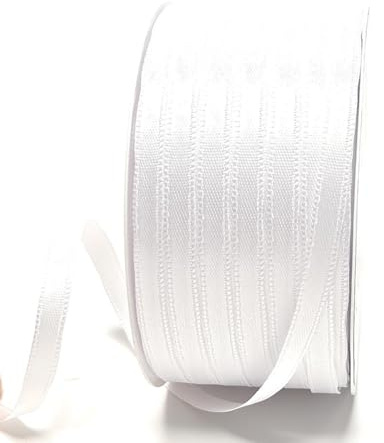 s.dekoda Satinband 50m x 6mm Weiß Schleifenband Dekoband Satin