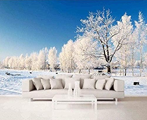 Mural Bosque Nevado Papel pintado moderno de seda Mural Papel pintado para salón Decoración de pared Decoración Fotomural Sala De Estar Pared Pintado Papel Tapiz No Tejido-430cm×300cm