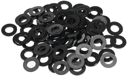 PATIKIL M8 Arandela Plana de Nylon, 100Pcs Arandela Plana de Plástico Redondo Juntas Toricas Sellado Espaciador para Tubería Manguera Sujetador Perno, 8x16x1.5mm (ID*OD*Gorsor), Negro