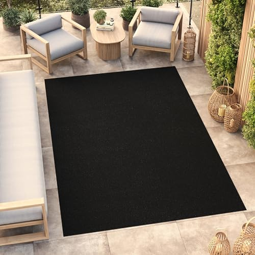 TAPISO Mono Teppich Kurzflor Schwarz Einfarbig Indoor Outdoor 80 x 150 cm | UV-beständig Einfarbig Wohnzimmer Schlafzimmer Kinderzimmer Modern Design OEKO-TEX