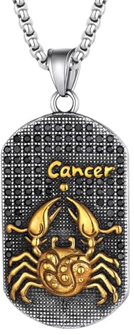 JewelryWe Sternzeichen Kette Herren Erkennungsmarke: Edelstahl 12 Sternbilder Tierkreis Horoskop Dog Tag Hundemarke Anhänger mit Gravur Konstellation Halskette für Männer Gold Silber