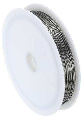 PATIKIL 24 Gauge Tiger Tail Beading Wire, 98 Feet/30M Solid Bare Steel Wire Soft Craft Wire Tarnish Resistant for Jewelry DIY Making, Silver Tone (0.02)