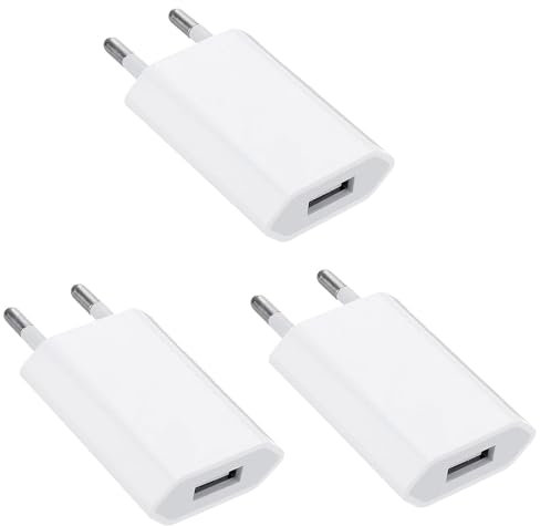 3-Pack Cargadore USB 5 V/1 A - Enchufe de Carga - Fuente de alimentación para teléfono móvil, Smartwatch, Ecouteurs, Jouets, Lecteur Électronique