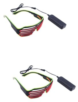WOFASHPURET 2stücke Glow Sonnenbrille Für Partys Leuchtende Shades Mit Grünem Rahmen Und Pinken Gläsern Für Festivals Halloween Und Geburtstagsfeiern Ohne Batterie