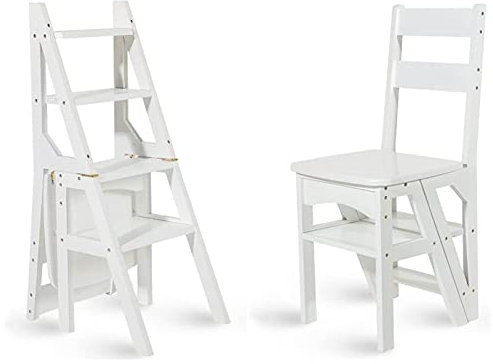 HIARAN Holz-Tritthocker, Kinderhocker, 4-stufiger Klapphocker, tragbare Holz-Trittleiter, Fußhocker, Leiter für Kinder und Erwachsene, maximale Belastung 150 kg Lucky Star