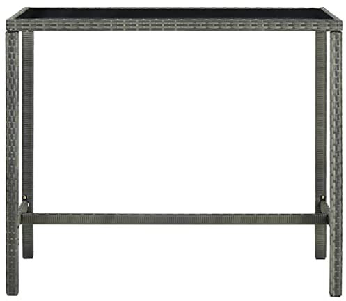 HETFTJN Camping Tisch Klein Campingtische Kleiner Tisch Outdoor Loungetisch Outdoor - Garten-Bartisch Grau 130x60x110 cm Poly Rattan und Glas für Outdoor Aufenthaltsraum Innenhof Terrasse