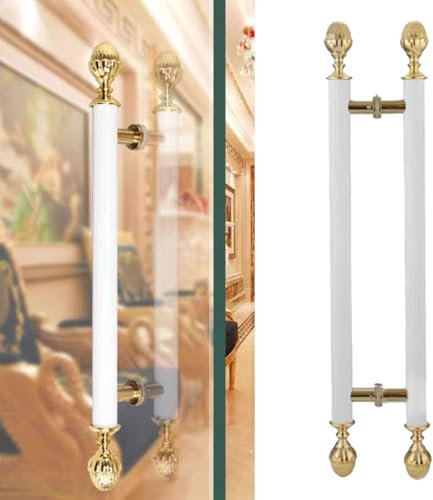 Edelstahl-Push-Pull-Türgriff mit zweiseitigem Design, Scheunentorgriff, Schiebetürgriff im europäischen Stil, Vintage-Haustürgriff, H-förmige Glasschiebetürgriffe for Eingang, Büro, Zuhause, Villa(Whi