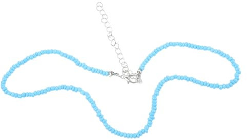 WATIIFUFU Hellblaue Perlenkette Aus Reisperlen Für Damen Schlüsselbeinkette Halskette Schmuck Einfache Farbkette Blau