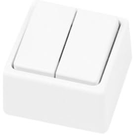 Doppio interruttore di superficie, serie 8000, colore bianco, ideale per controllare due circuiti elettrici e migliorare il comfort domestico.