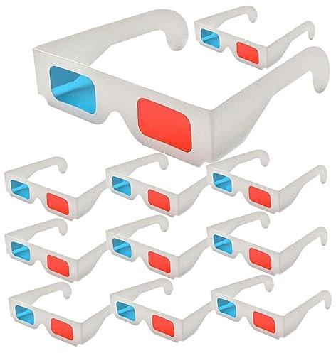 UKCOCO Lot de 10 Lunettes 3D en Papier Rouge et Bleu, Fiables et Faciles à Transporter, pour Jeux et Films 3D, Accessoires de Cinéma pour Garçon et Filles